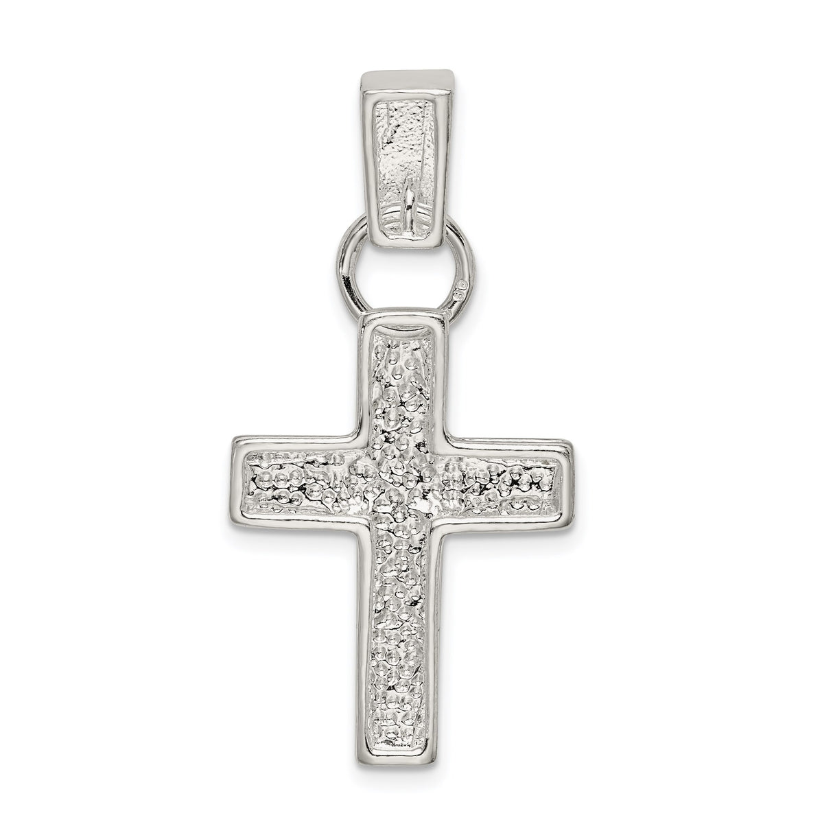 Sterling Silver Latin Cross Pendant with Hammered Texture, Modern Design