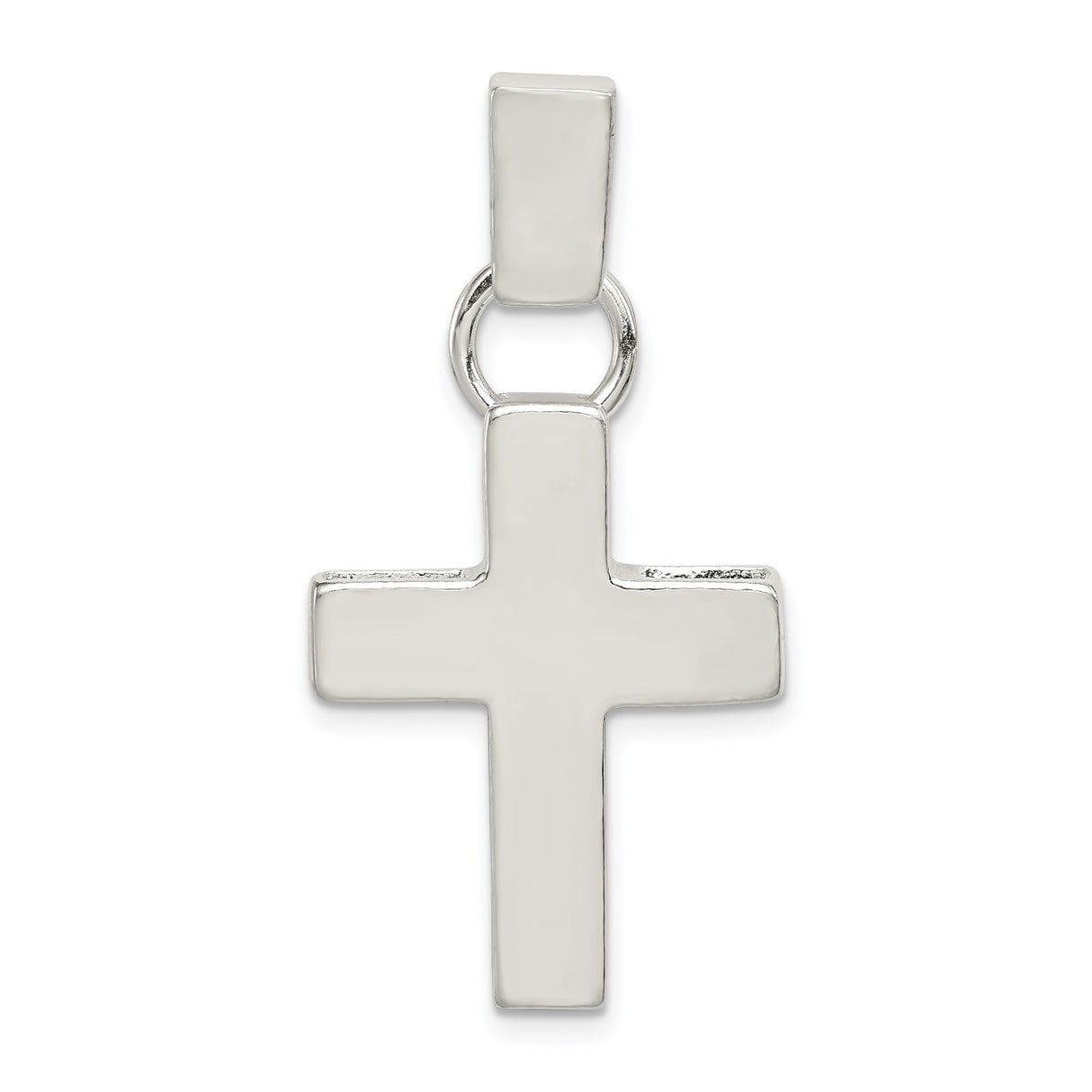 Sterling Silver Latin Cross Pendant with Hammered Texture, Modern Design