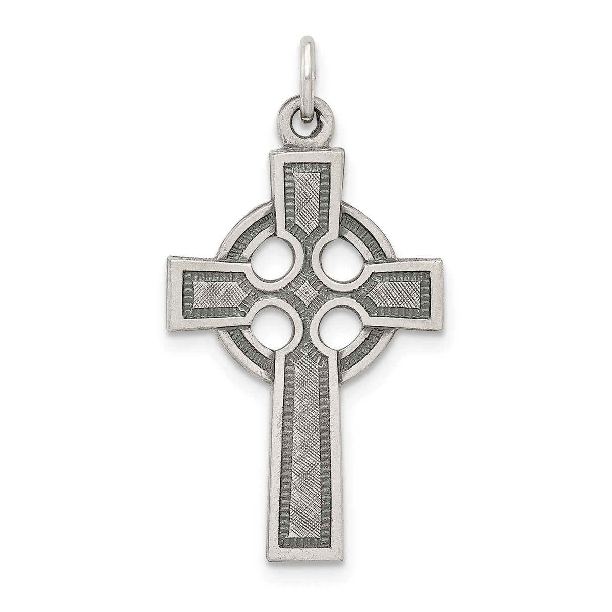 Sterling Silver Celtic Cross Pendant with Antiqued Finish, Religious Symbolic Design