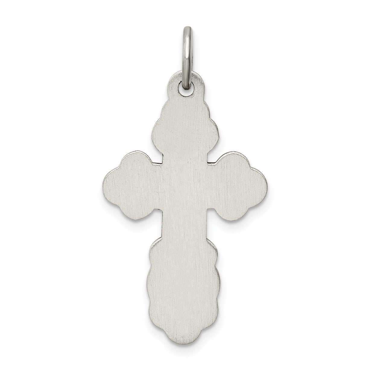 Sterling Silver Orthodox Cross Pendant with Matte Finish and Budded Design
