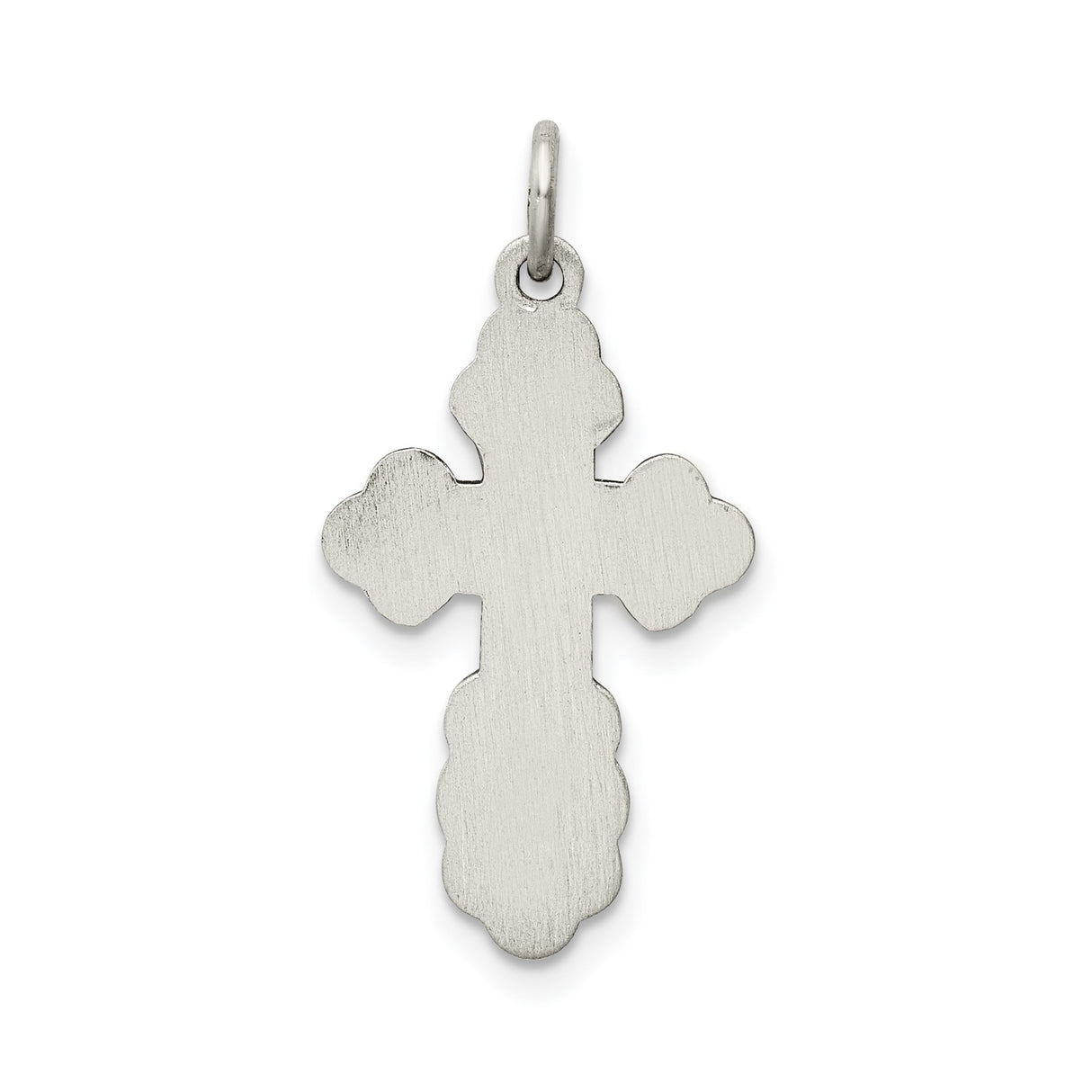 Sterling Silver Orthodox Cross Pendant with Matte Finish and Rosette Design