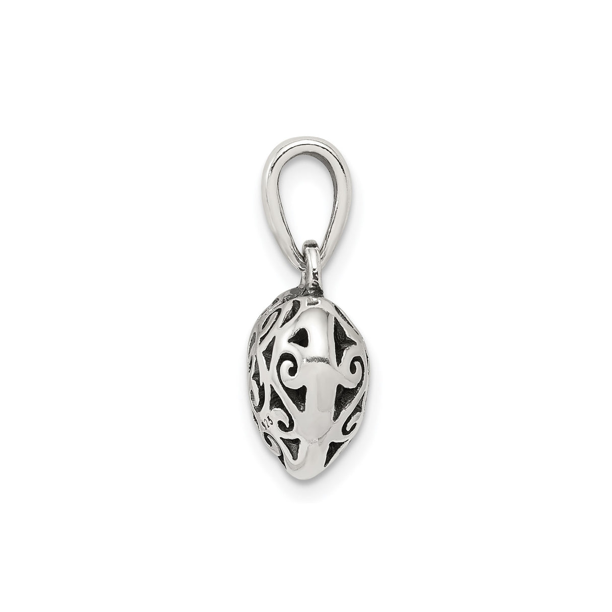 Sterling Silver Heart Pendant with Filigree Scroll Design, Romantic Openwork Charm