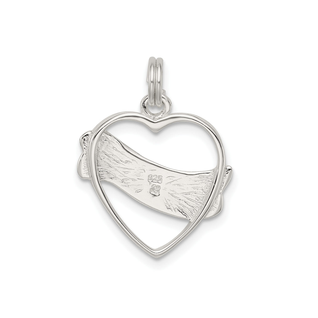 Sterling Silver Heart Pendant with Engravable Banner, Unisex Romantic Keepsake Charm