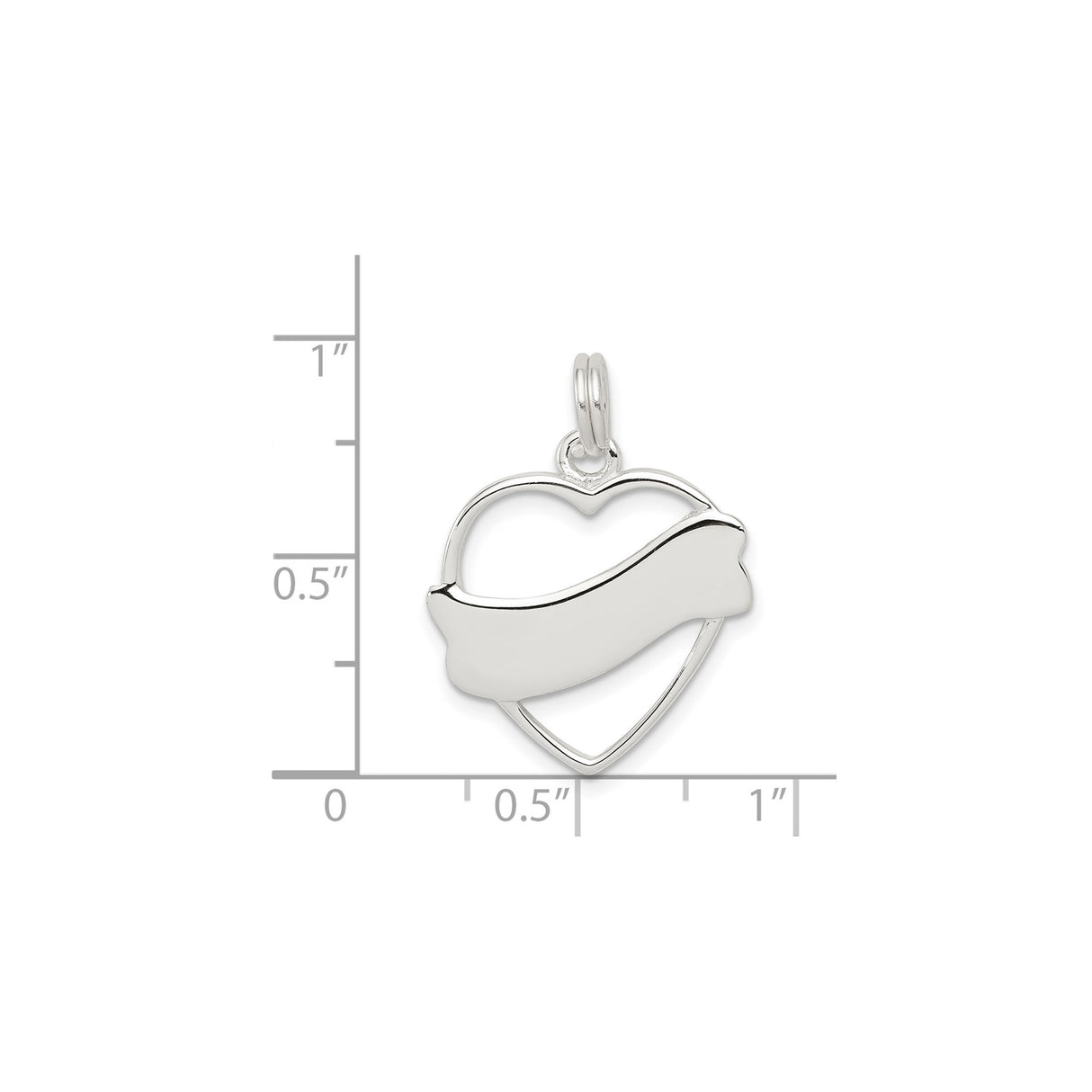 Sterling Silver Heart Pendant with Engravable Banner, Unisex Romantic Keepsake Charm