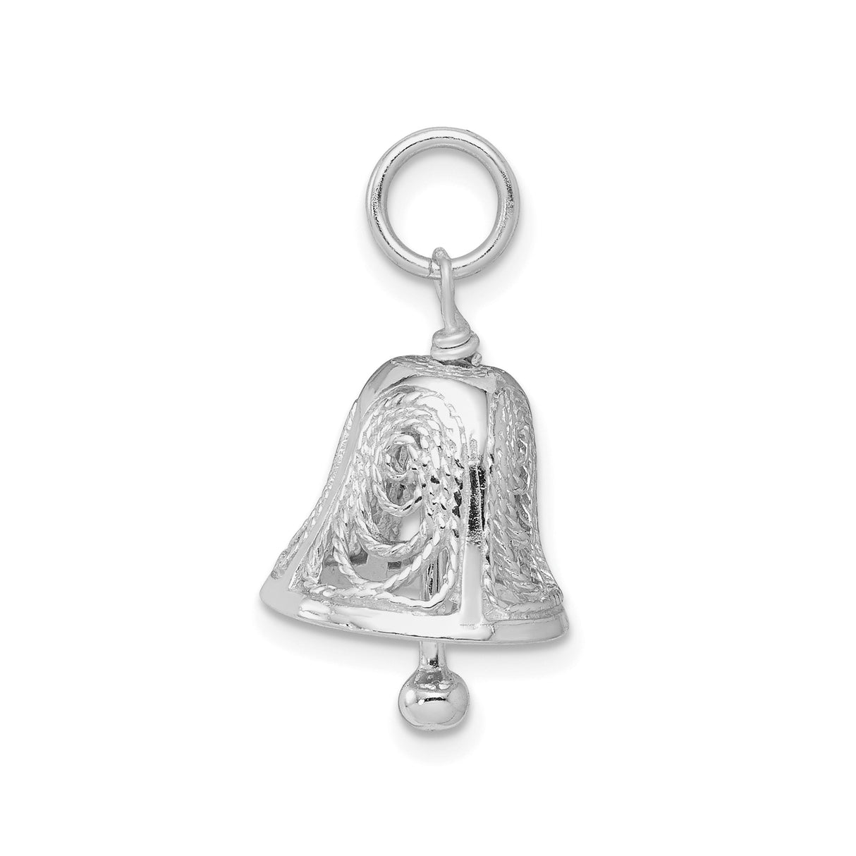 Sterling Silver Bell Pendant with Filigree Design, Christian Faith Charm for Women or Unisex Wear