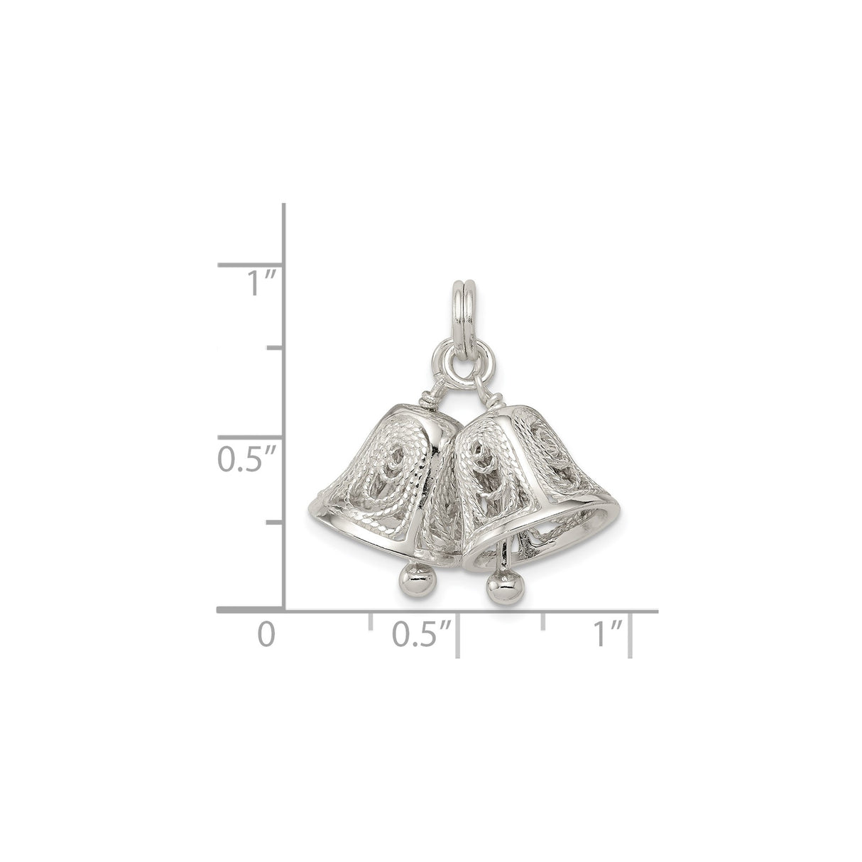 Sterling Silver Double Bell Pendant with Filigree Detailing, Christian Unity Symbol