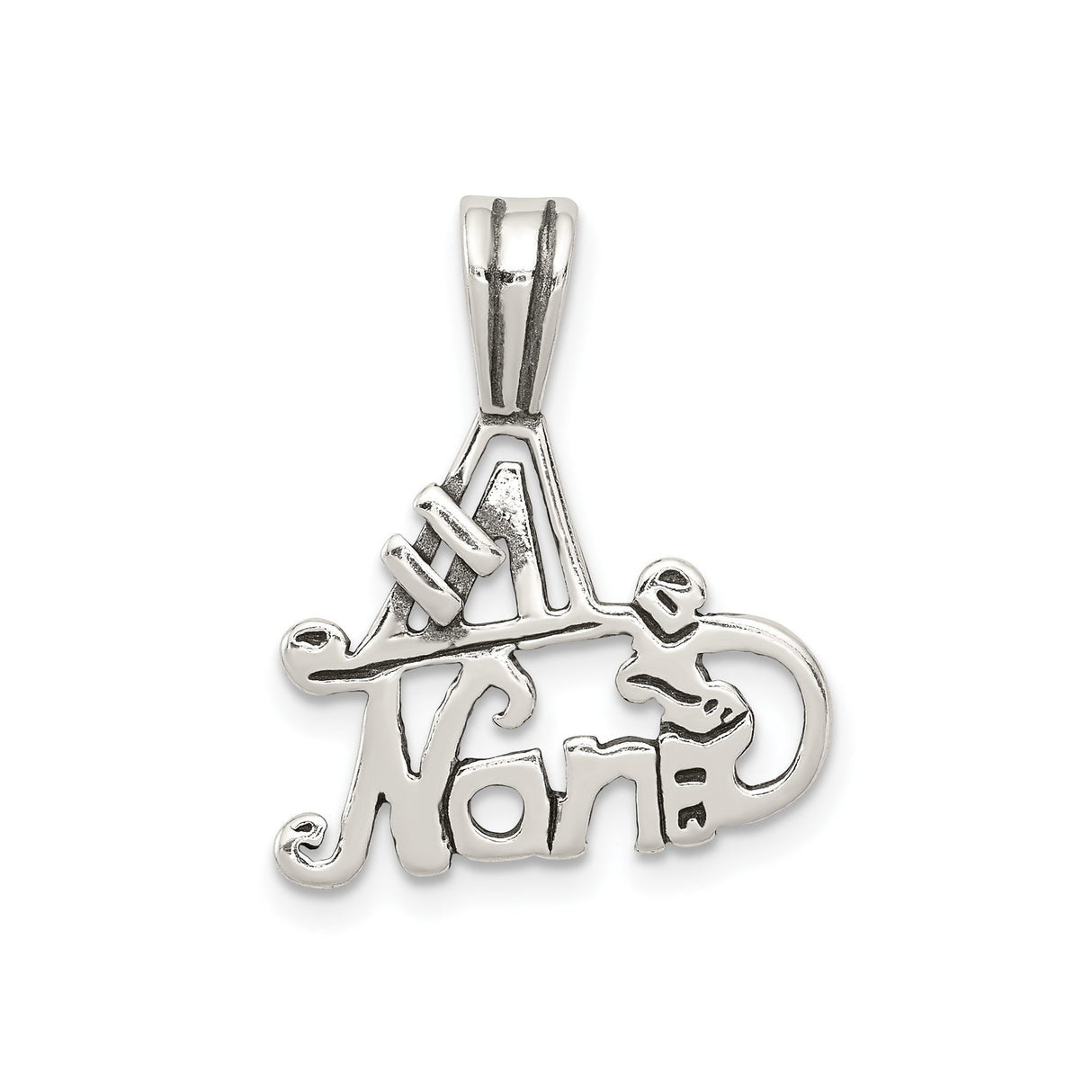 Sterling Silver Nana Pendant with Stylized Lettering, Sentimental Family Charm for Grandmother