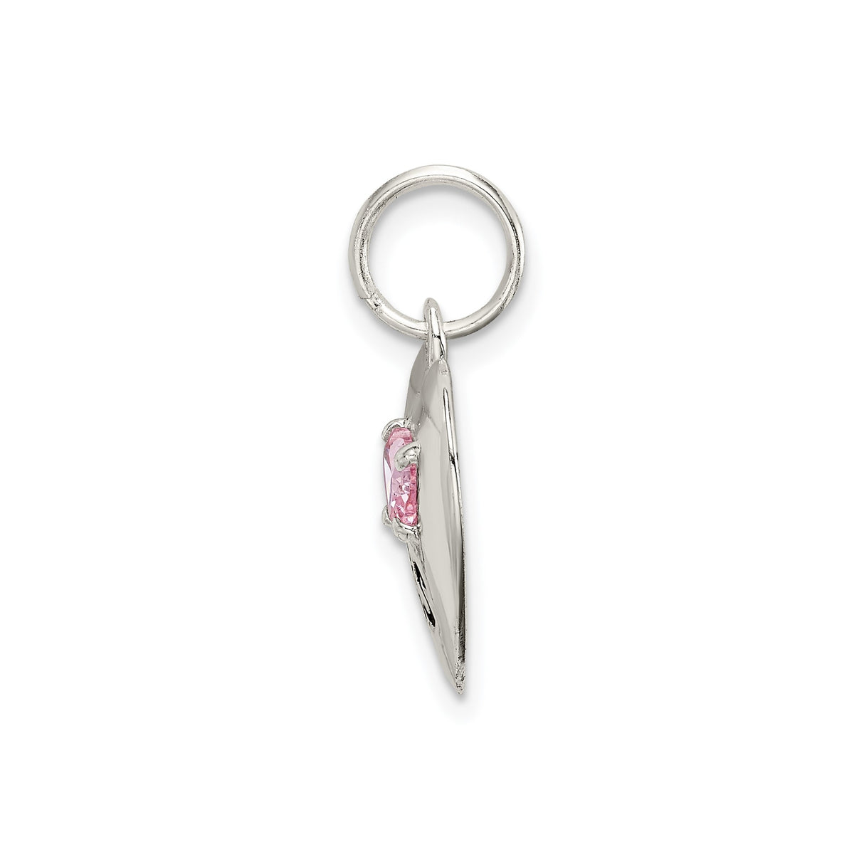 Sterling Silver Big Sister Pendant with Cubic Zirconia Pink Heart, Dainty Heart Charm Jewelry