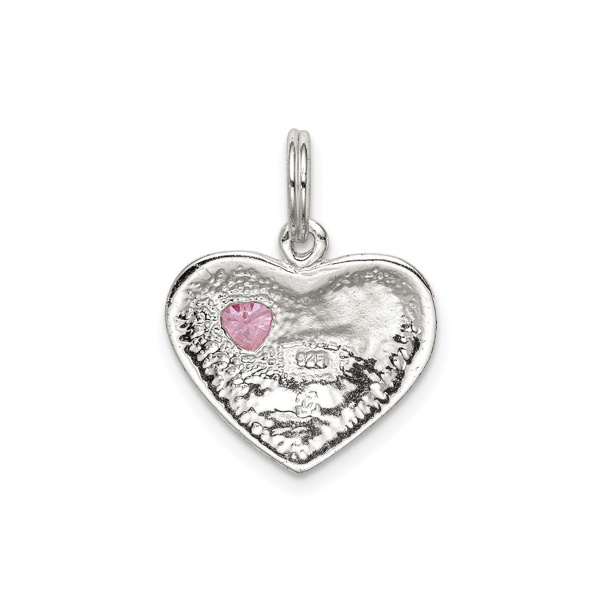 Sterling Silver Big Sister Pendant with Cubic Zirconia Pink Heart, Dainty Heart Charm Jewelry