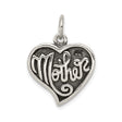 Sterling Silver Heart Pendant with Mother Engraving, Sentimental Mom Charm