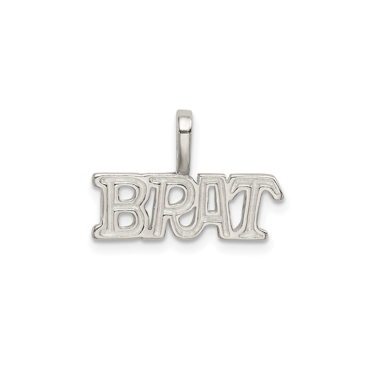 Sterling Silver Brat Pendant, Bold Script Letter Charm for Teens and Women, Playful Statement Jewelry