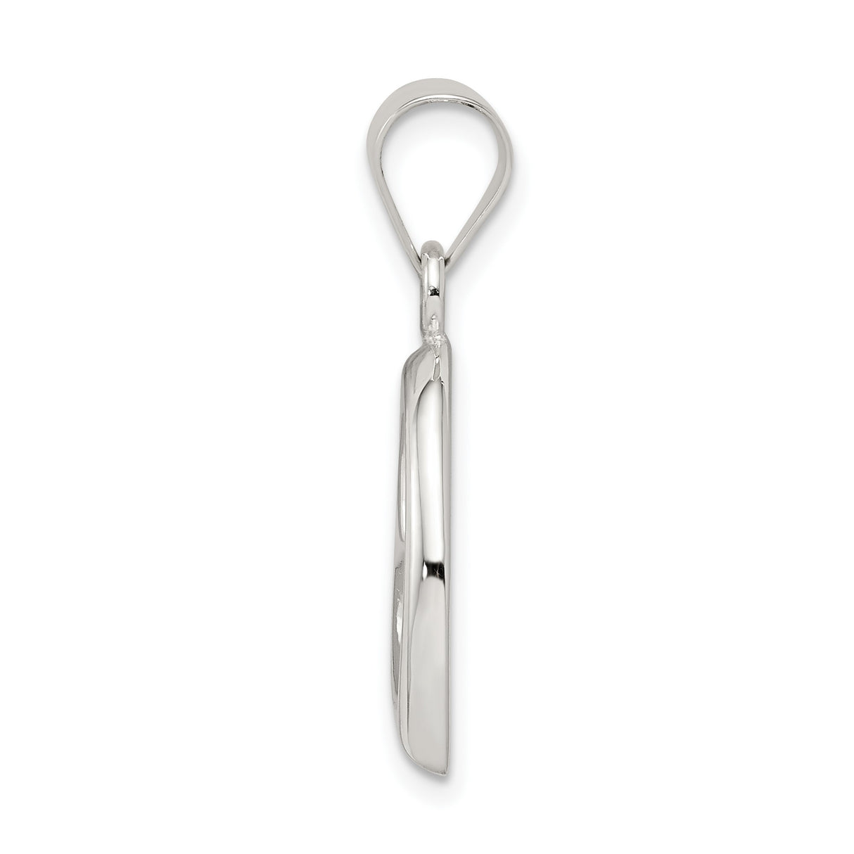 Sterling Silver Open Heart Pendant, Polished Finish, Minimalist Romantic Design for Women