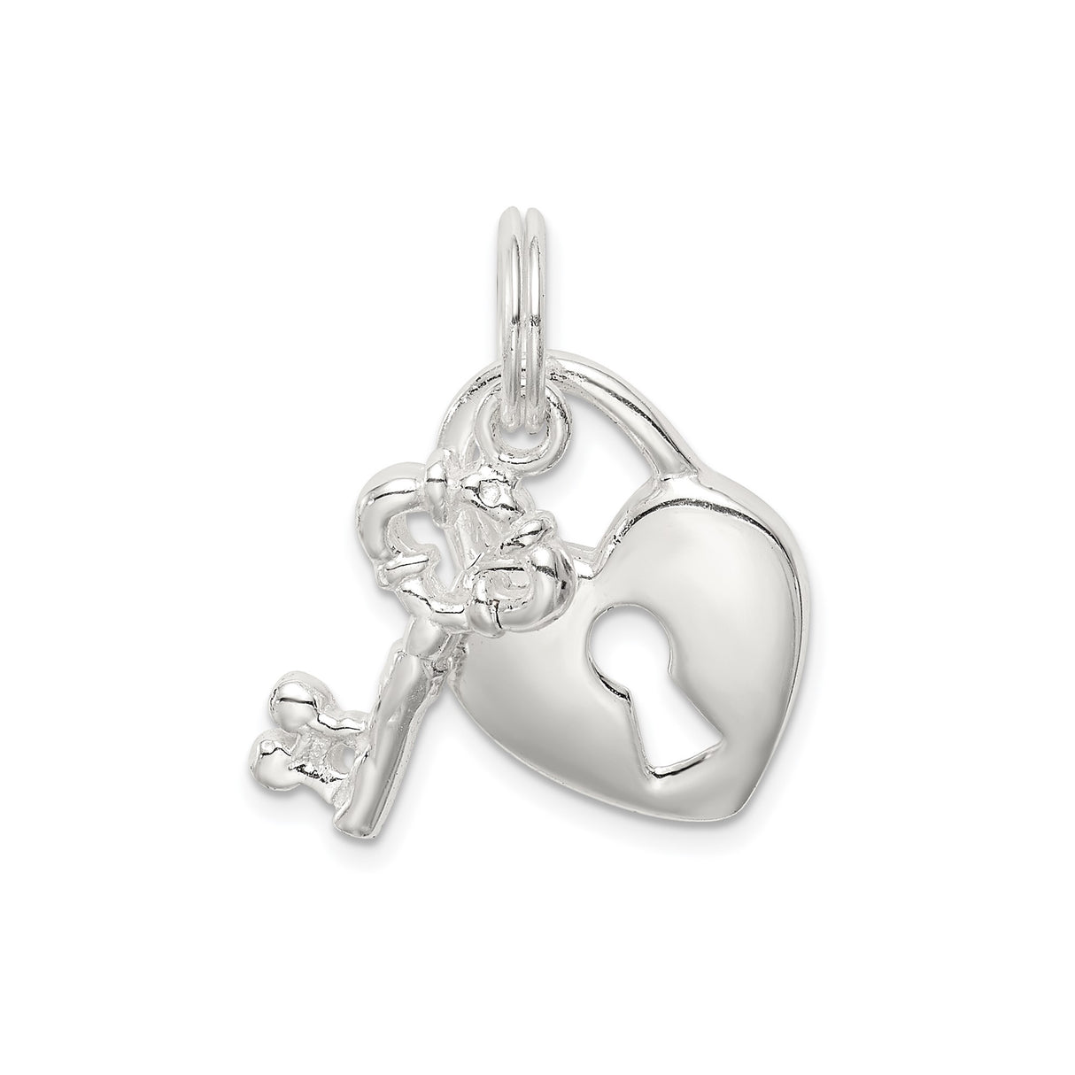 Sterling Silver Heart Lock and Key Pendant, Vintage Style Romantic Charm for Women