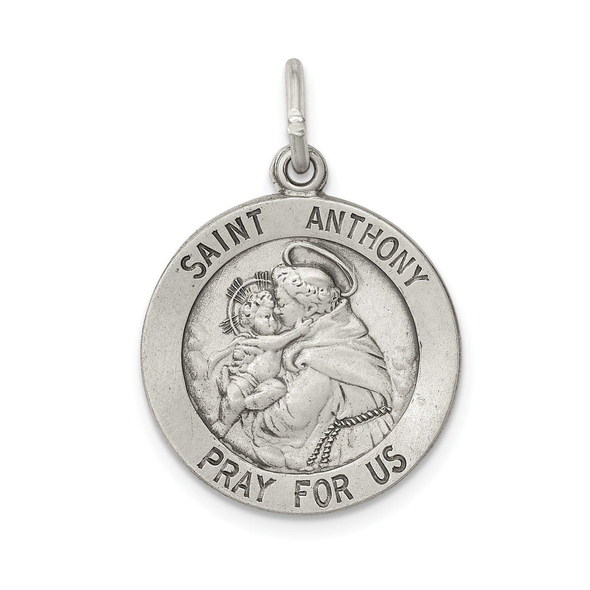 Sterling Silver Saint Anthony Medal Pendant with Pray for Us Engraving, Catholic Religious Jewelry