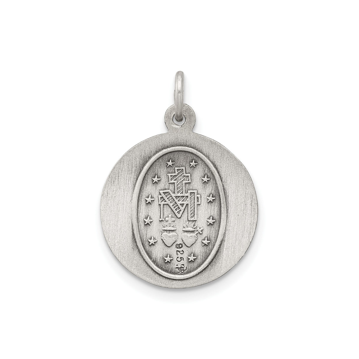Sterling Silver Miraculous Medal Pendant Featuring Virgin Mary with 1830 Inscription