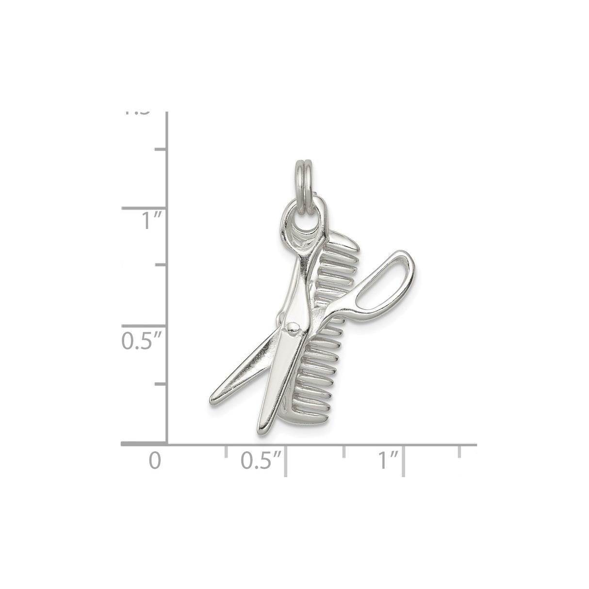 Sterling Silver Pendant with Scissors and Comb, Hairdresser Charm for Stylists and Barbers