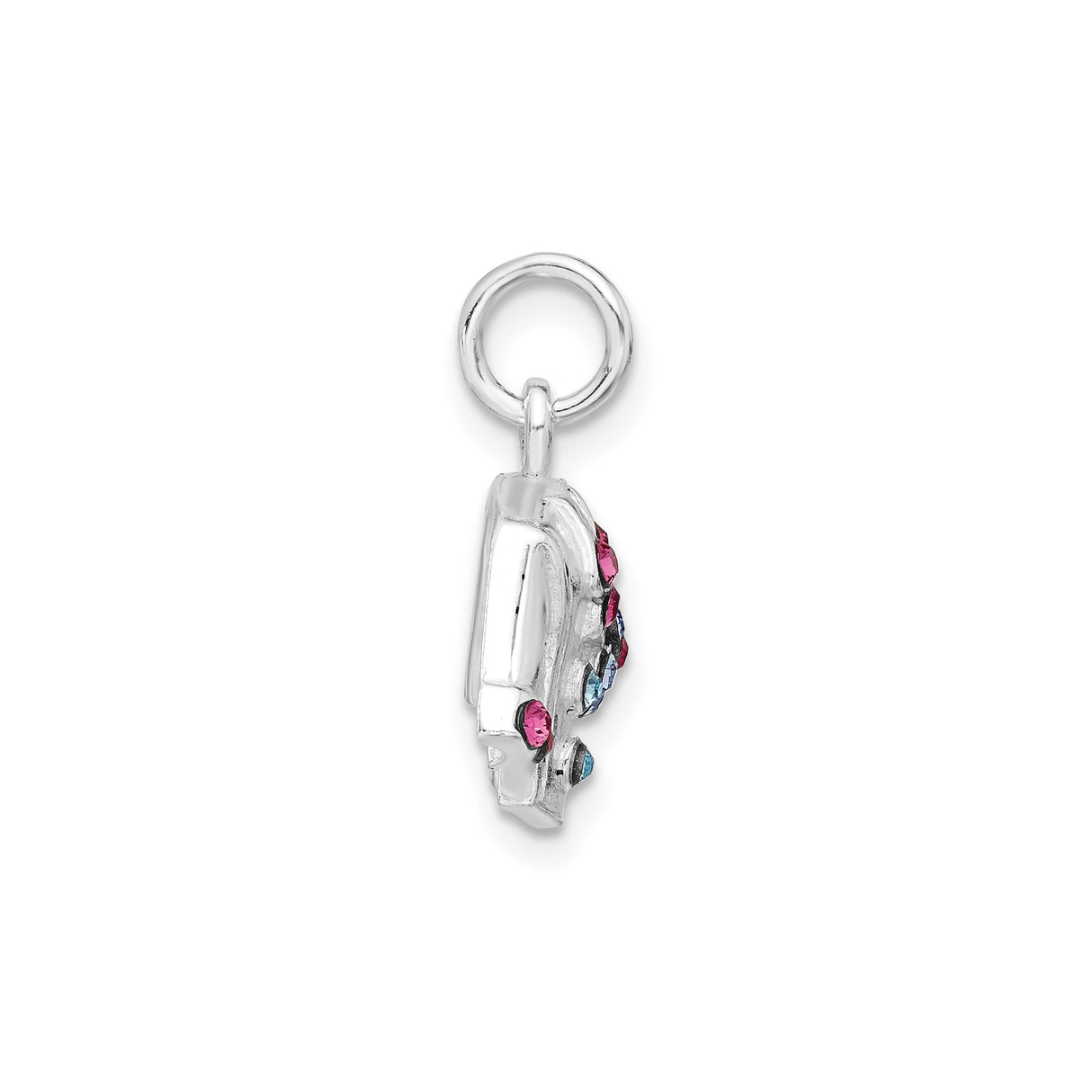 Sterling Silver Jacket Charm Pendant with Pink, Blue, and Clear Crystal Accents