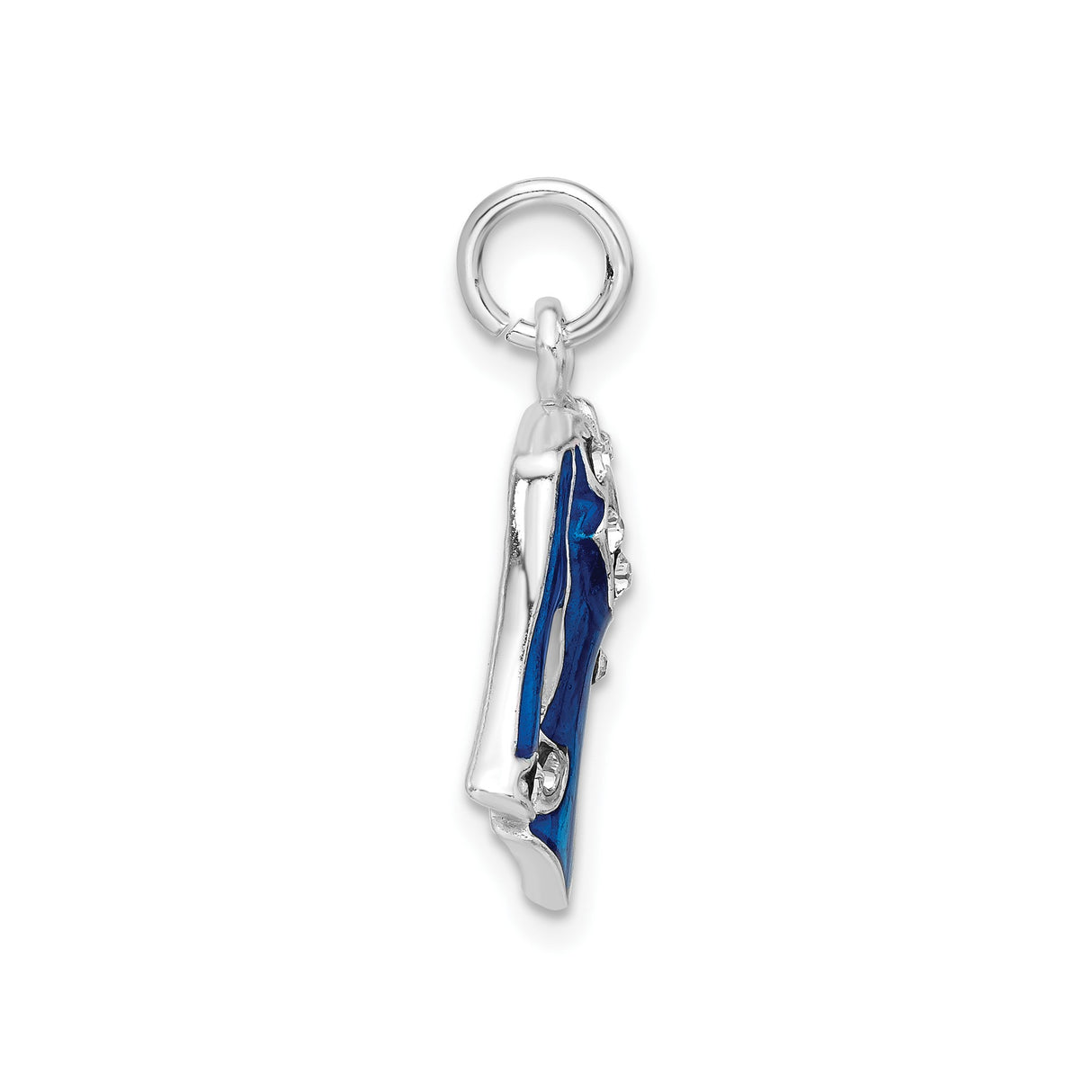 Sterling Silver Jacket Charm Pendant with Blue Enamel and Crystal Accents