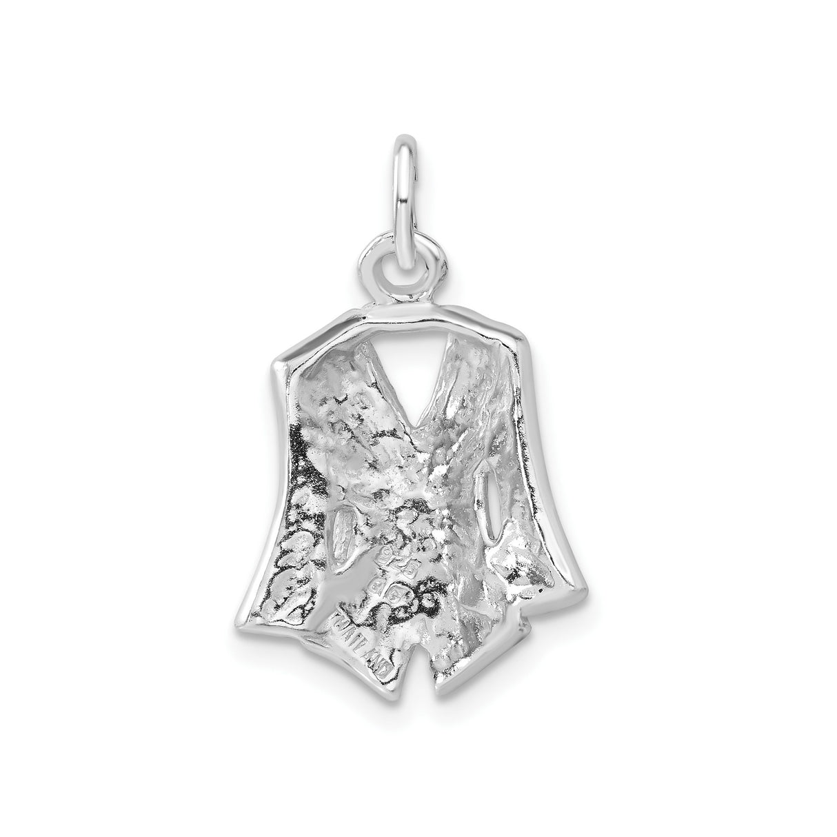 Sterling Silver Jacket Charm Pendant with Blue Enamel and Crystal Accents