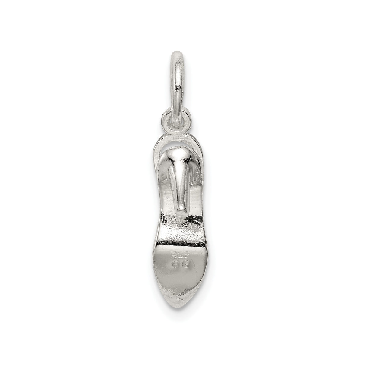 Sterling Silver High Heel Shoe Charm Pendant with Cubic Zirconia Accents for Women