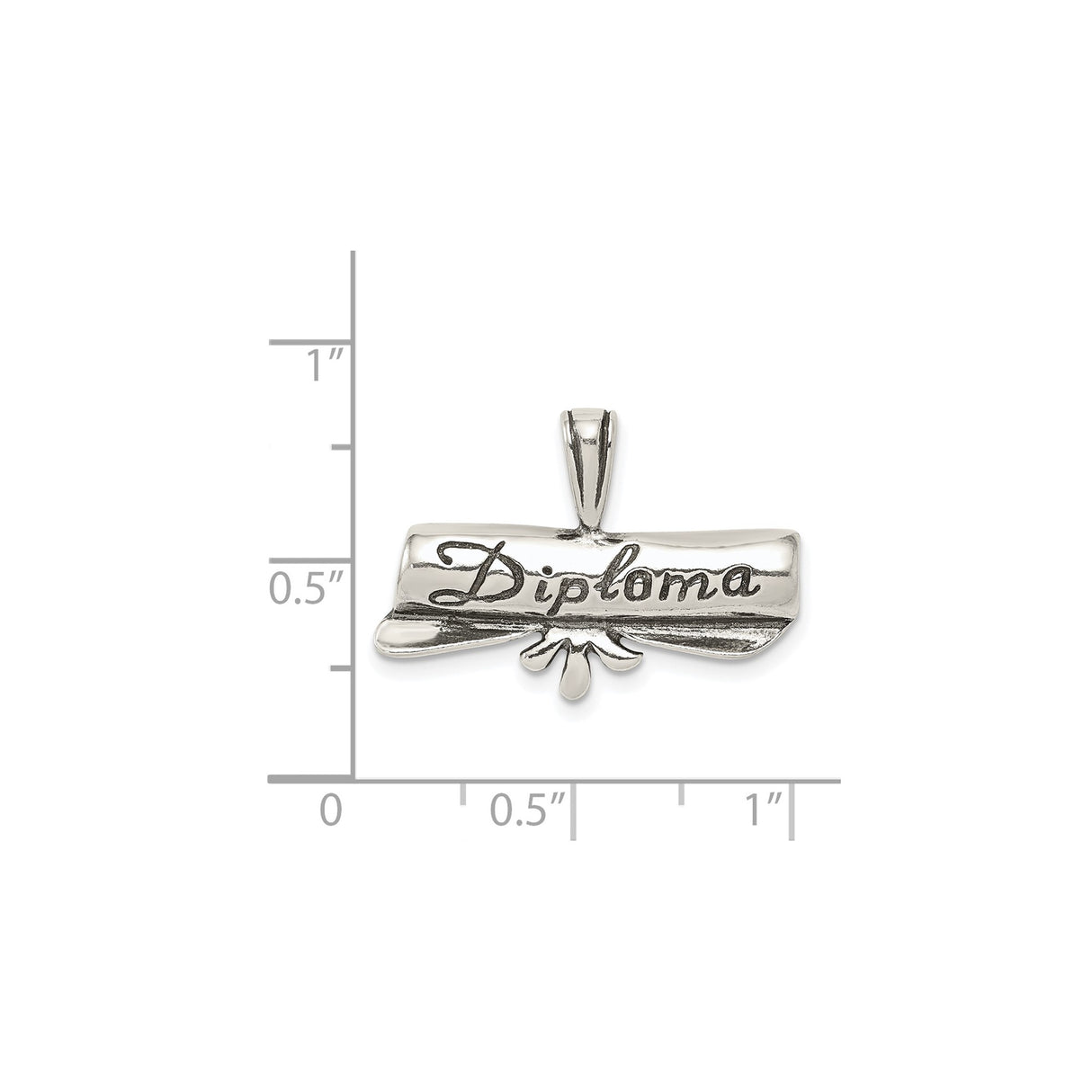 Sterling Silver Diploma Pendant with Script Engraving, Rolled Graduation Charm