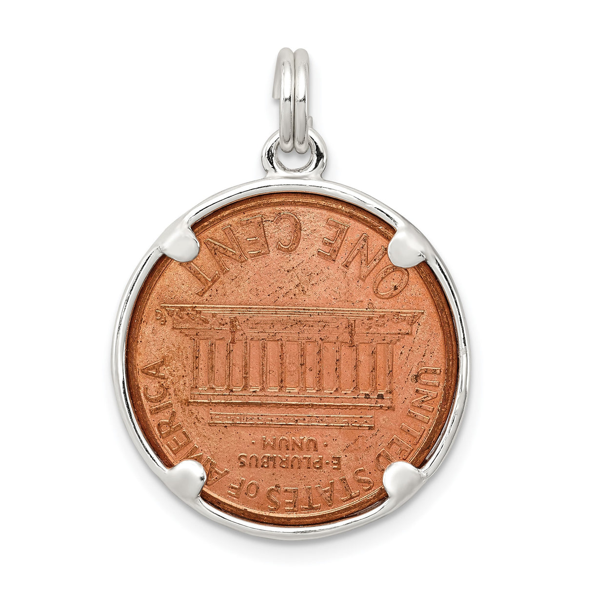 Sterling Silver Penny Pendant with 2000 Lincoln Cent, Round Frame with Starburst and Horseshoe Accents