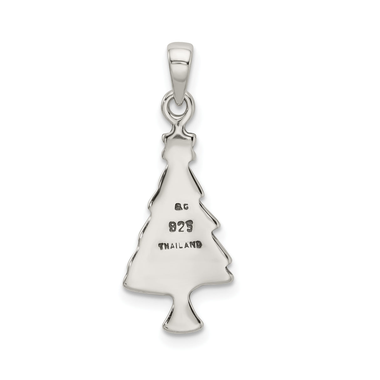Sterling Silver Christmas Tree Pendant with Star and Garland, Festive Holiday Charm