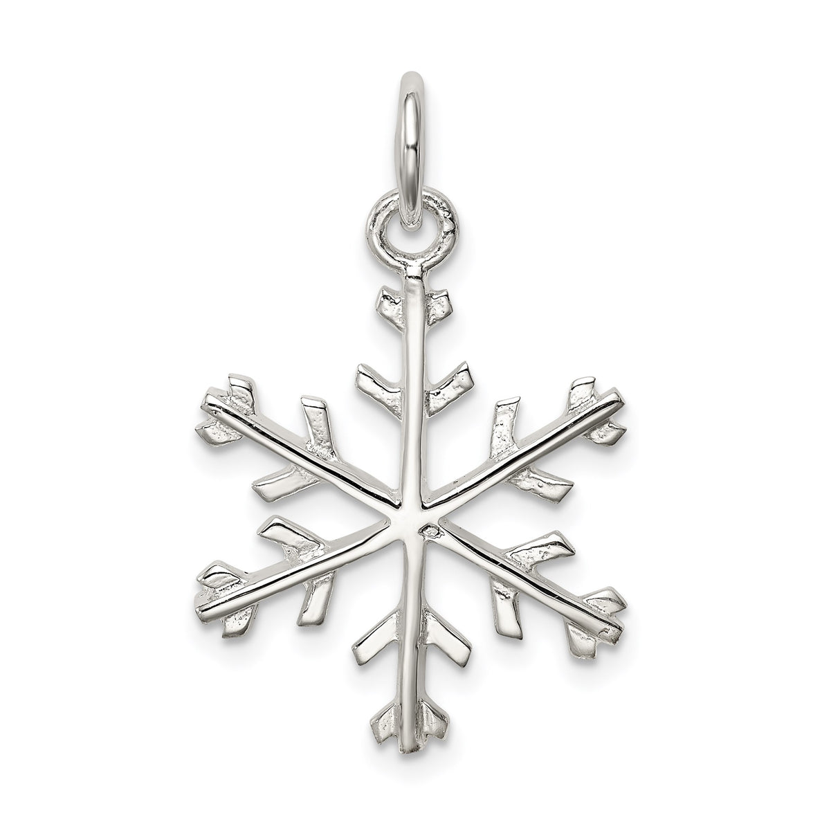 Sterling Silver Snowflake Pendant, Symmetrical Winter Design, Nature-Inspired Holiday Jewelry