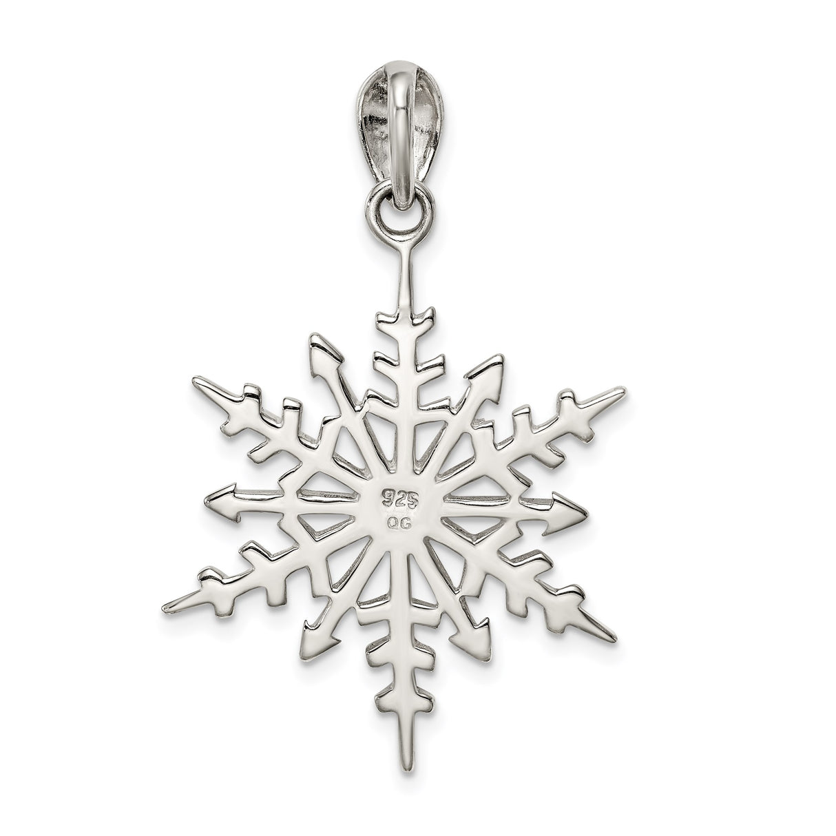 Sterling Silver Snowflake Pendant with Crystal Accent, Winter Nature Charm for Women