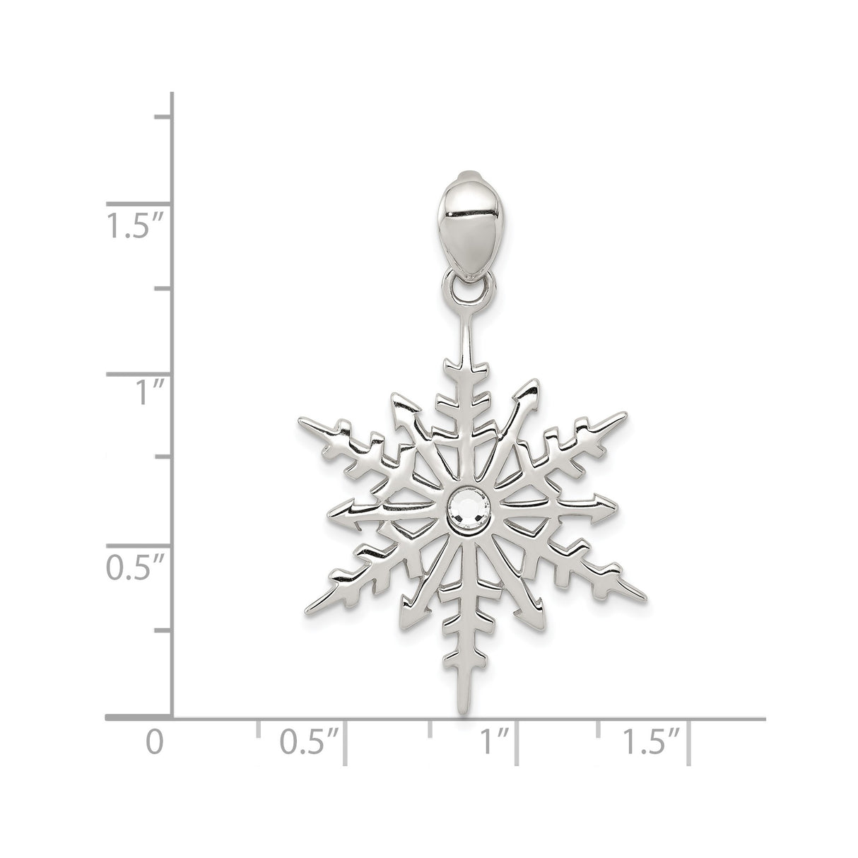 Sterling Silver Snowflake Pendant with Crystal Accent, Winter Nature Charm for Women