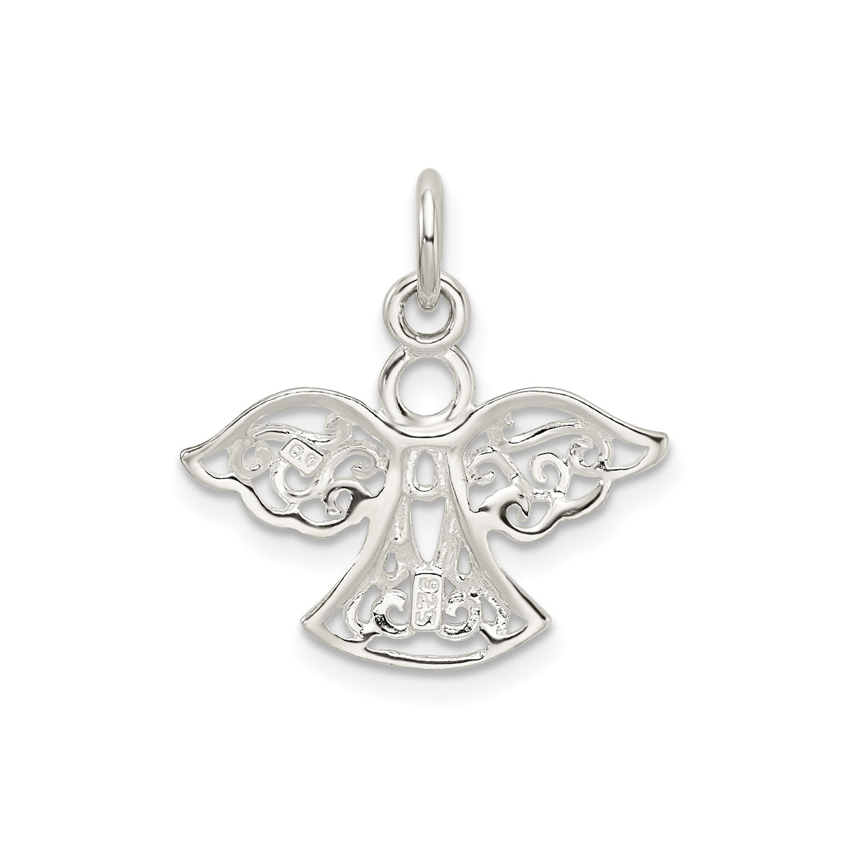 Sterling Silver Angel Pendant with Filigree Detailing, Christian Spiritual Jewelry