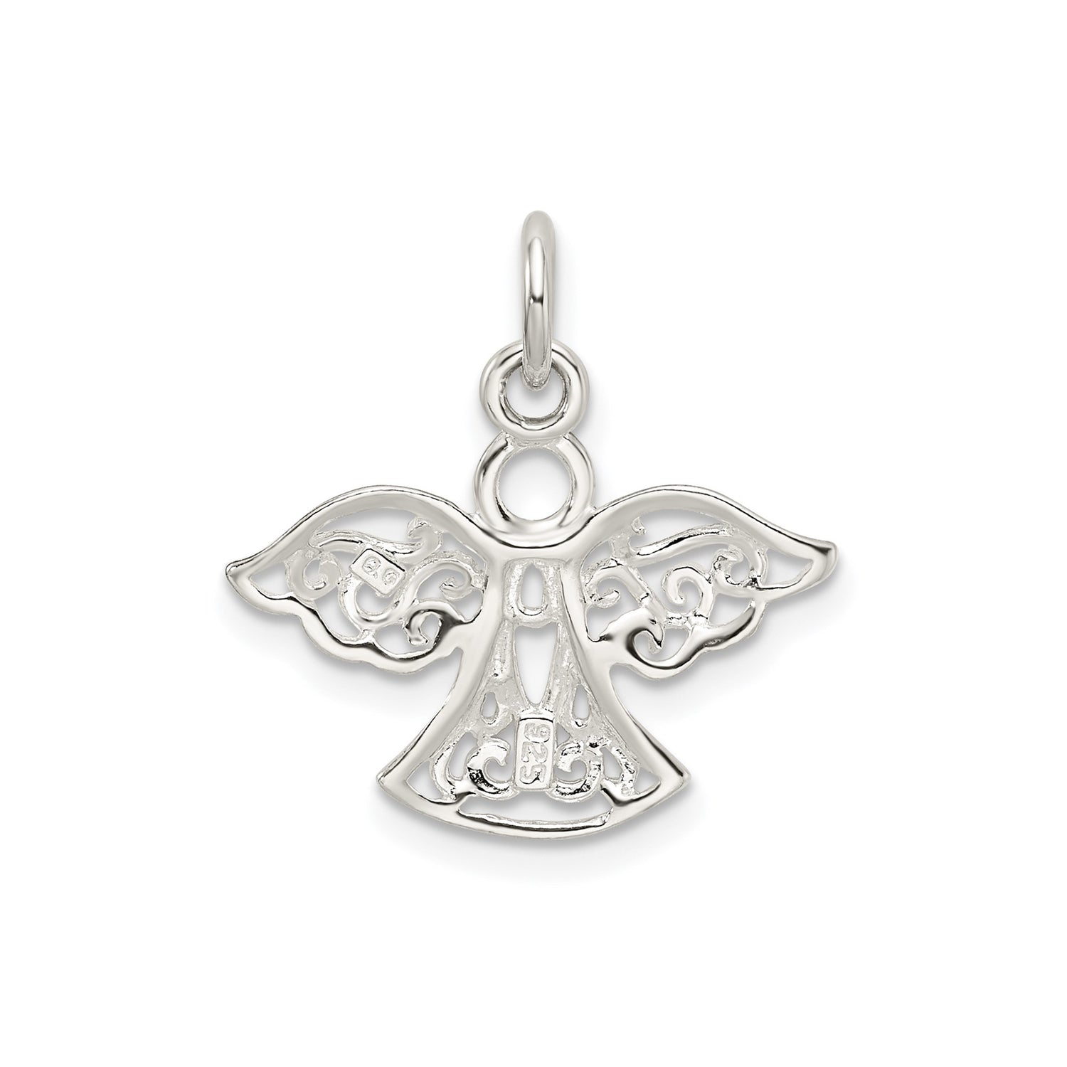 Sterling Silver Angel Pendant with Filigree Detailing, Christian Spiritual Jewelry