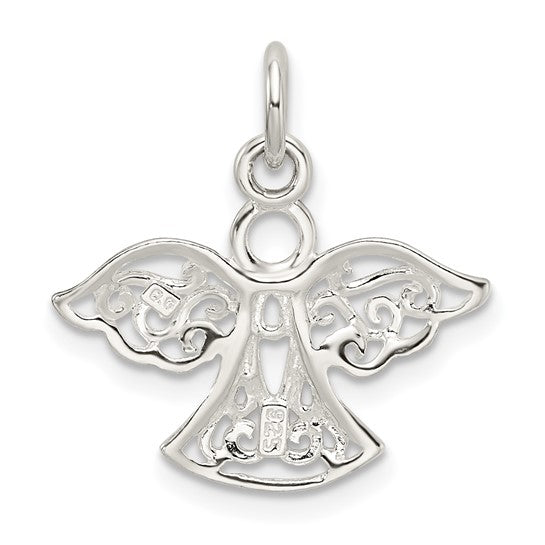Sterling Silver Angel Pendant with Filigree Detailing, Christian Spiritual Jewelry