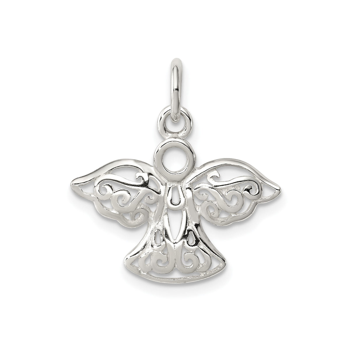 Sterling Silver Angel Pendant with Filigree Detailing, Christian Spiritual Jewelry