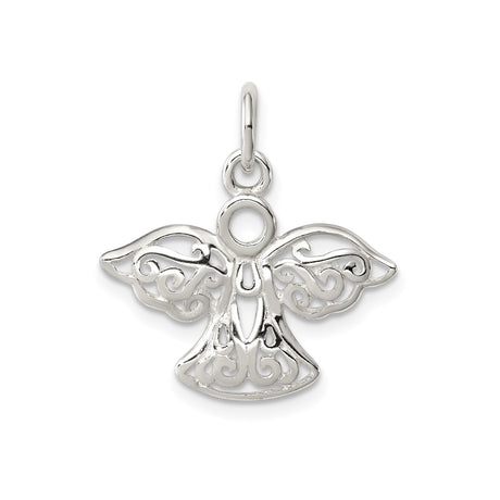 Sterling Silver Angel Pendant with Filigree Detailing, Christian Spiritual Jewelry