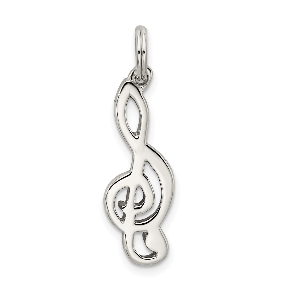 Sterling Silver Treble Clef Pendant, Open Music Symbol Charm, Artistic Minimalist Jewelry