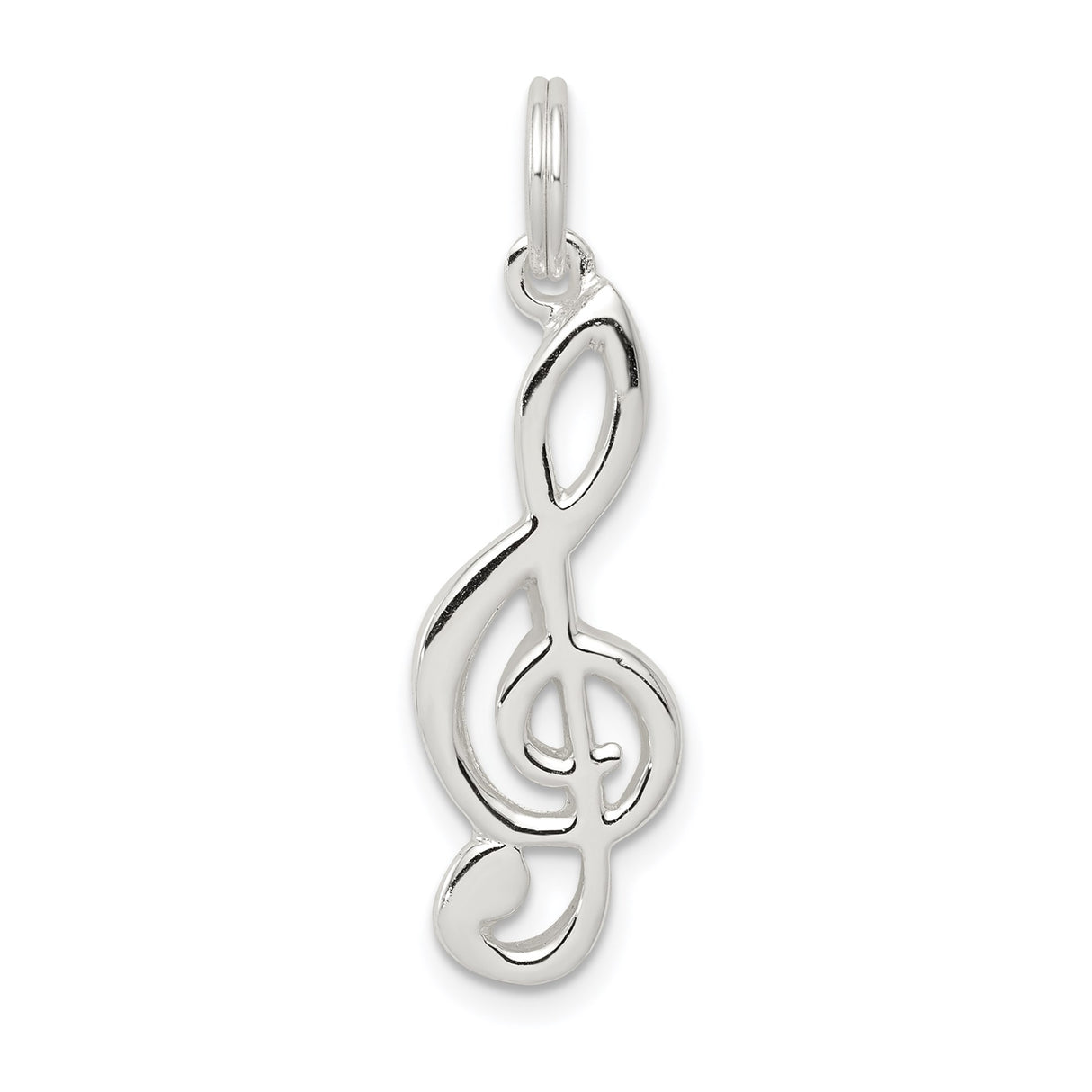 Sterling Silver Treble Clef Pendant, Open Music Symbol Charm, Artistic Minimalist Jewelry