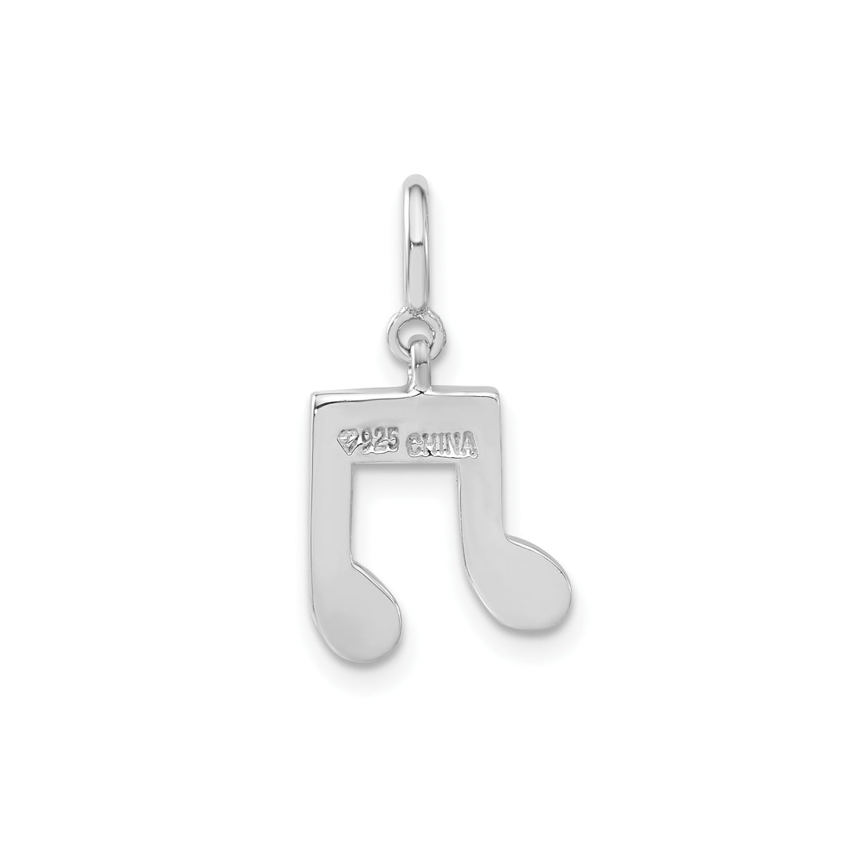Sterling Silver Music Note Pendant with Light Blue Crystals and Blue Enamel Accents