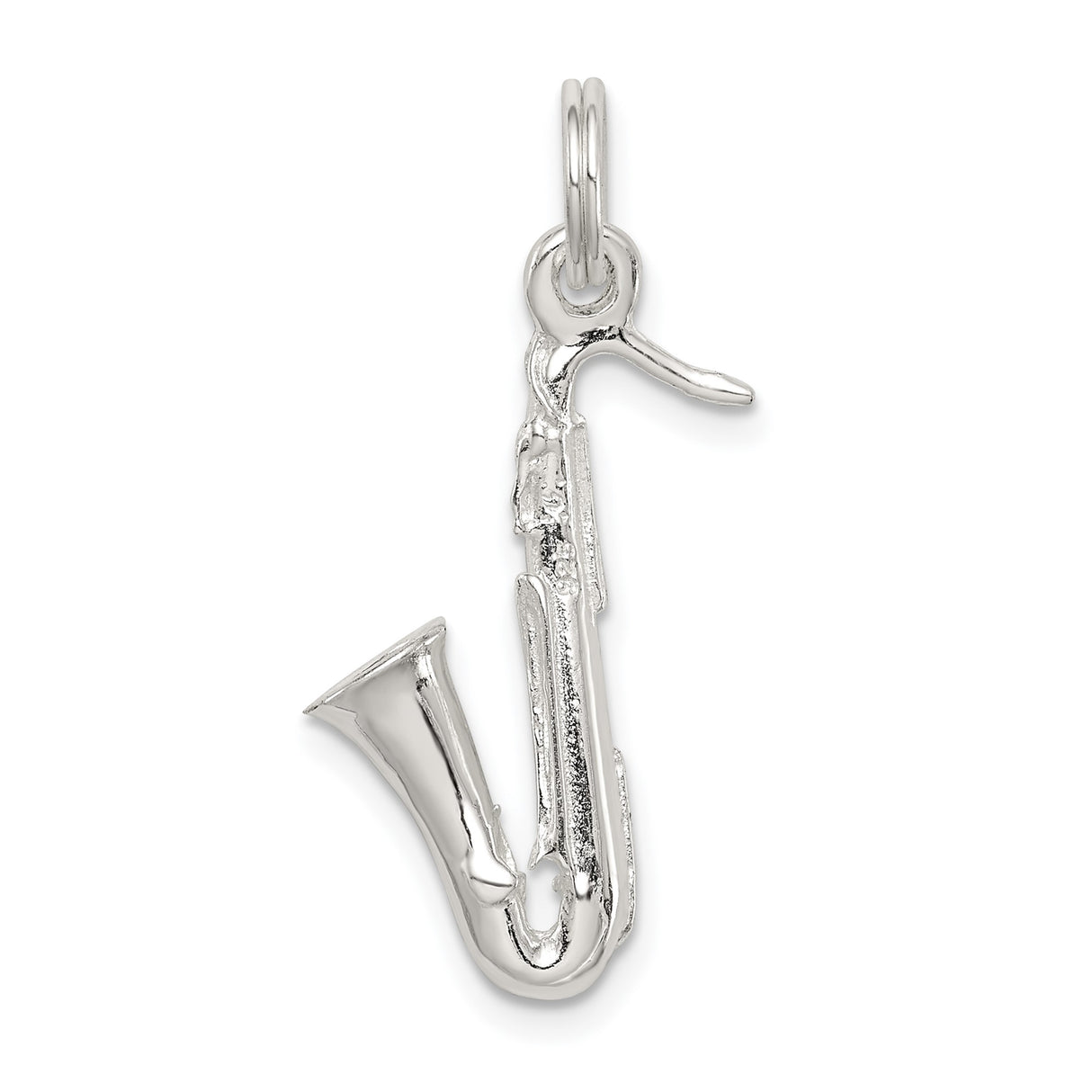 Sterling Silver Saxophone Pendant, Musical Charm Jewelry for Jazz Enthusiasts and Musicians