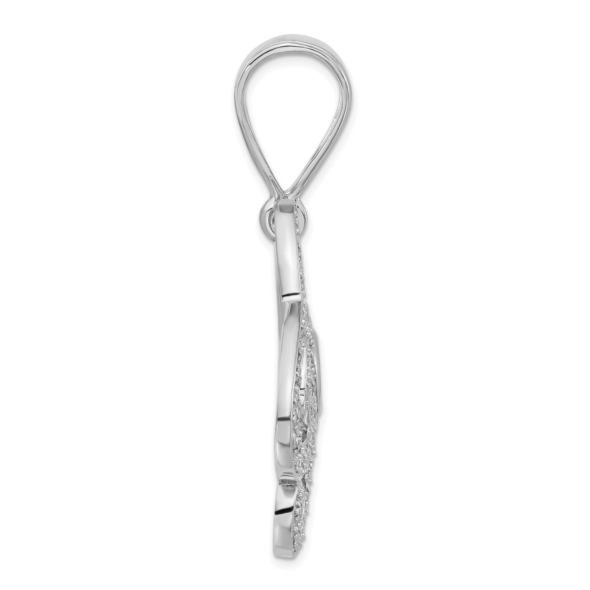 Sterling Silver Music Note Pendant with Cubic Zirconia Treble Clef and Disc Design