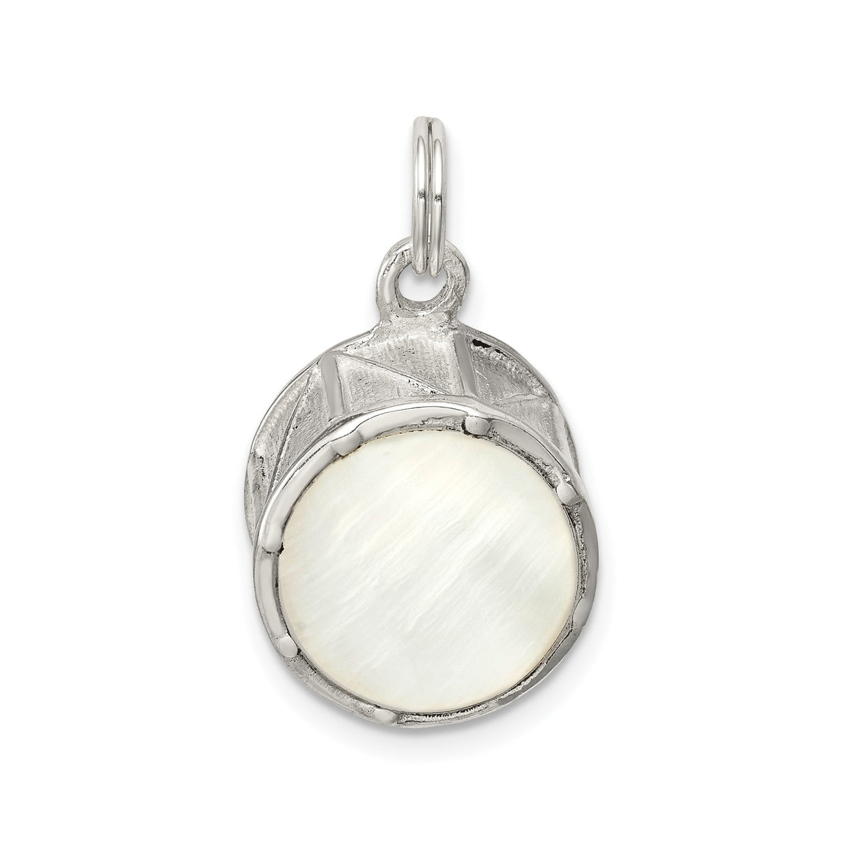 Sterling Silver Mezuzah Pendant with Mother of Pearl Inlay, Hebrew Shin Symbol Design