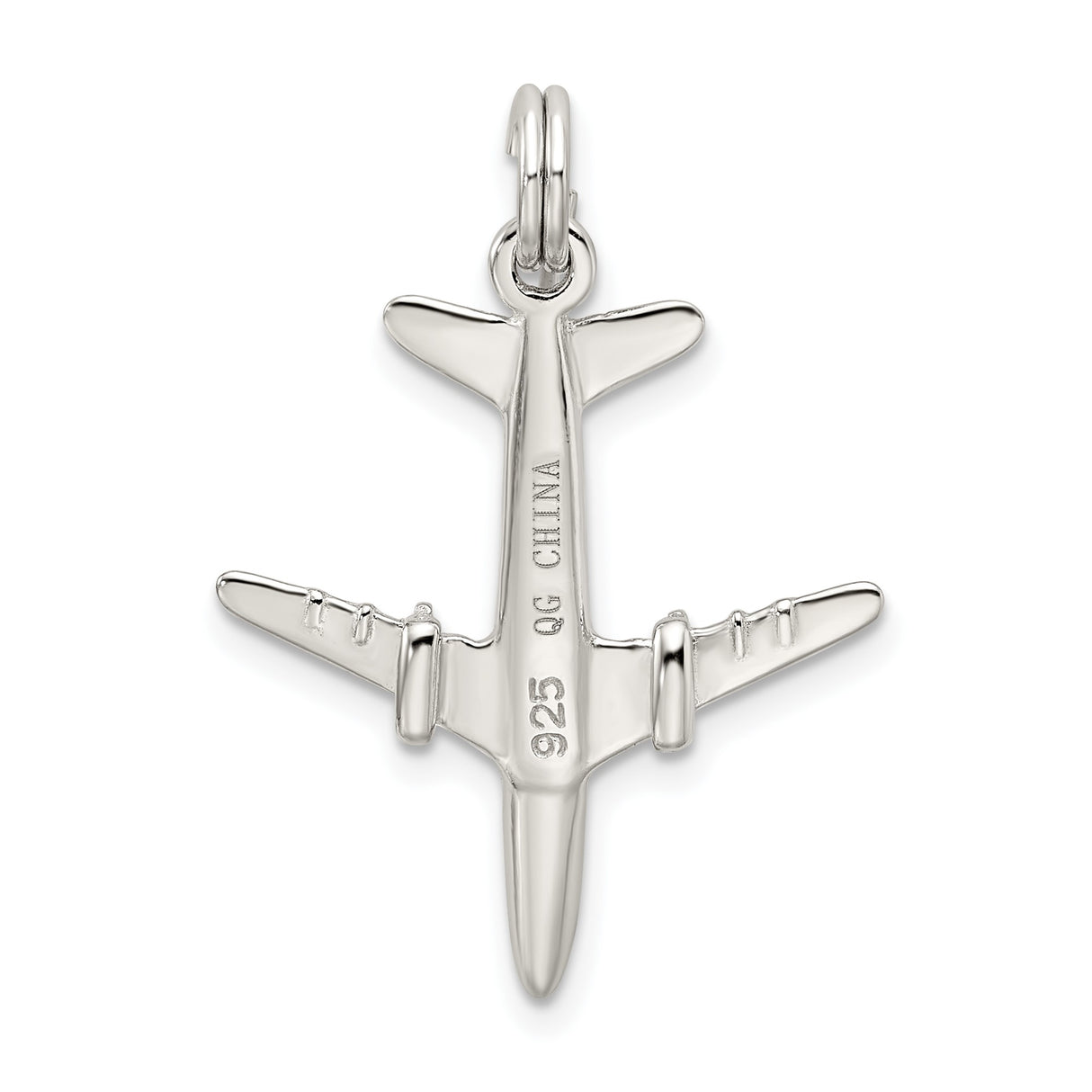 Sterling Silver Airplane Pendant with Detailed Jet Design for Travel and Aviation Lovers