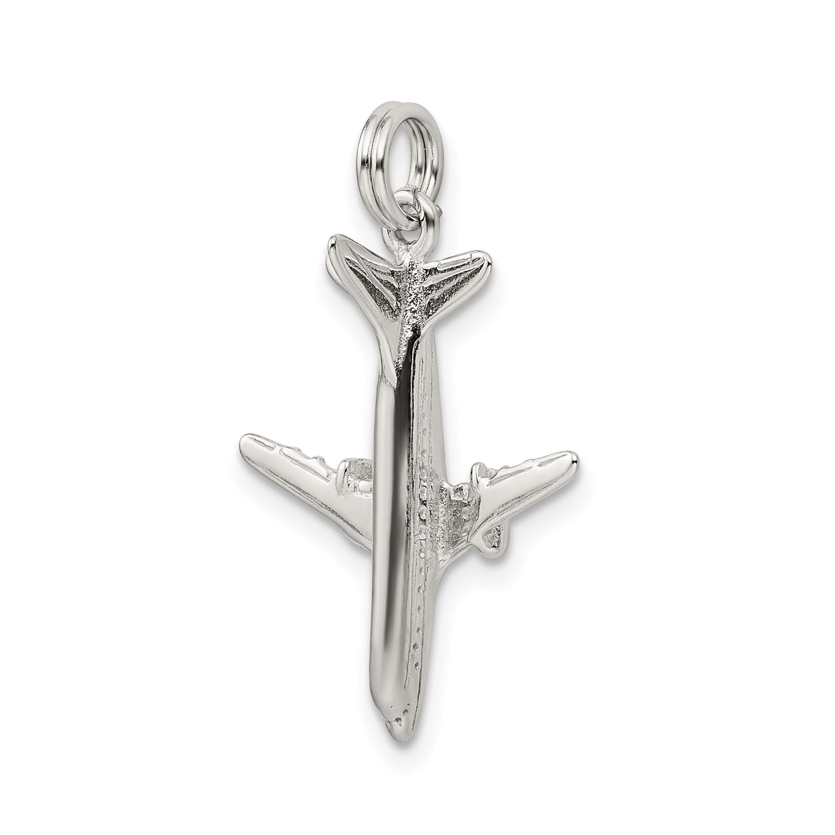 Sterling Silver Airplane Pendant with Detailed Jet Design for Travel and Aviation Lovers