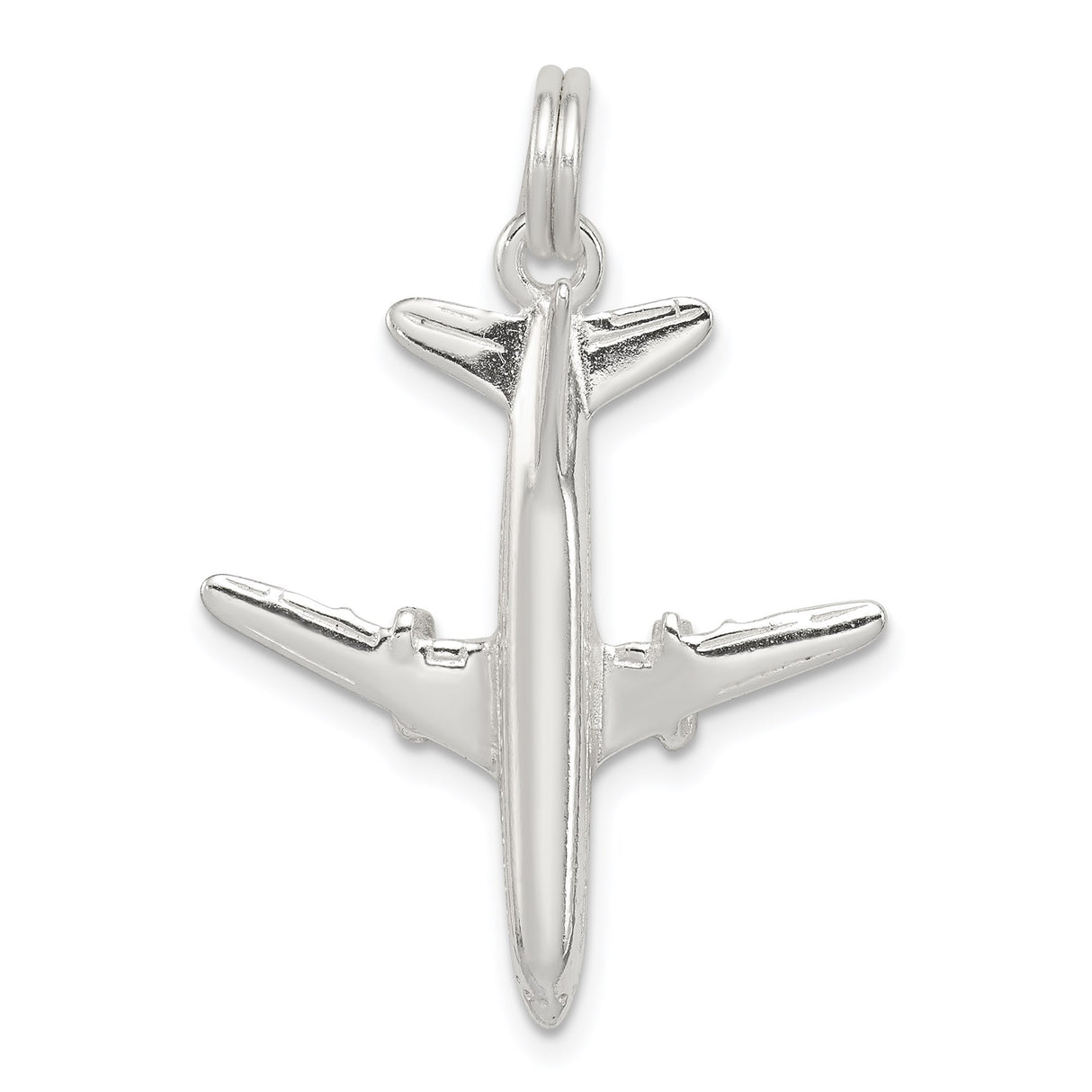 Sterling Silver Airplane Pendant with Detailed Jet Design for Travel and Aviation Lovers