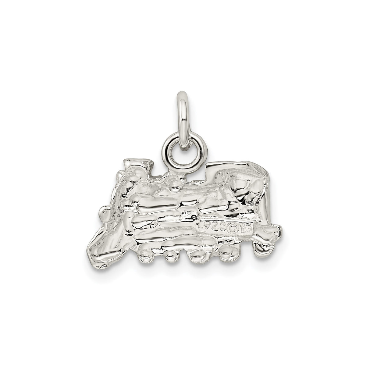 Sterling Silver Locomotive Train Charm Pendant, Detailed Steam Engine Jewelry