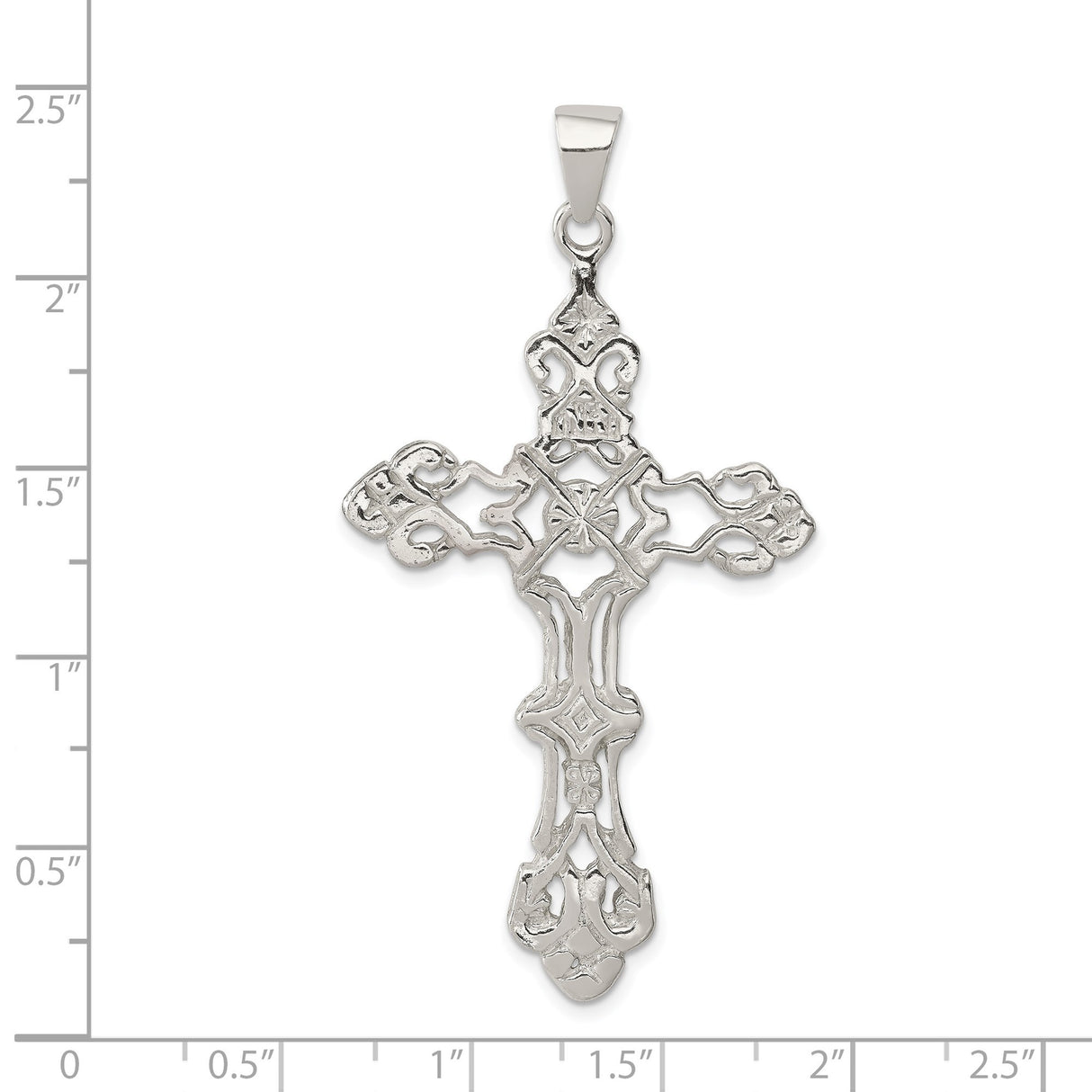 Sterling Silver Cross Pendant with Filigree Cathedral Design for Men and Women
