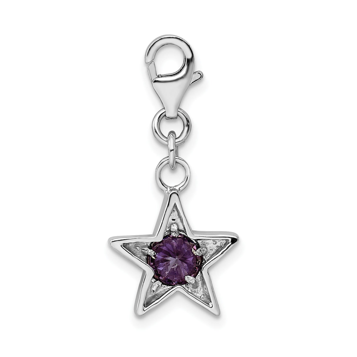 Sterling Silver Star Charm with Cubic Zirconia, Lobster Clasp, Celestial Jewelry for Women