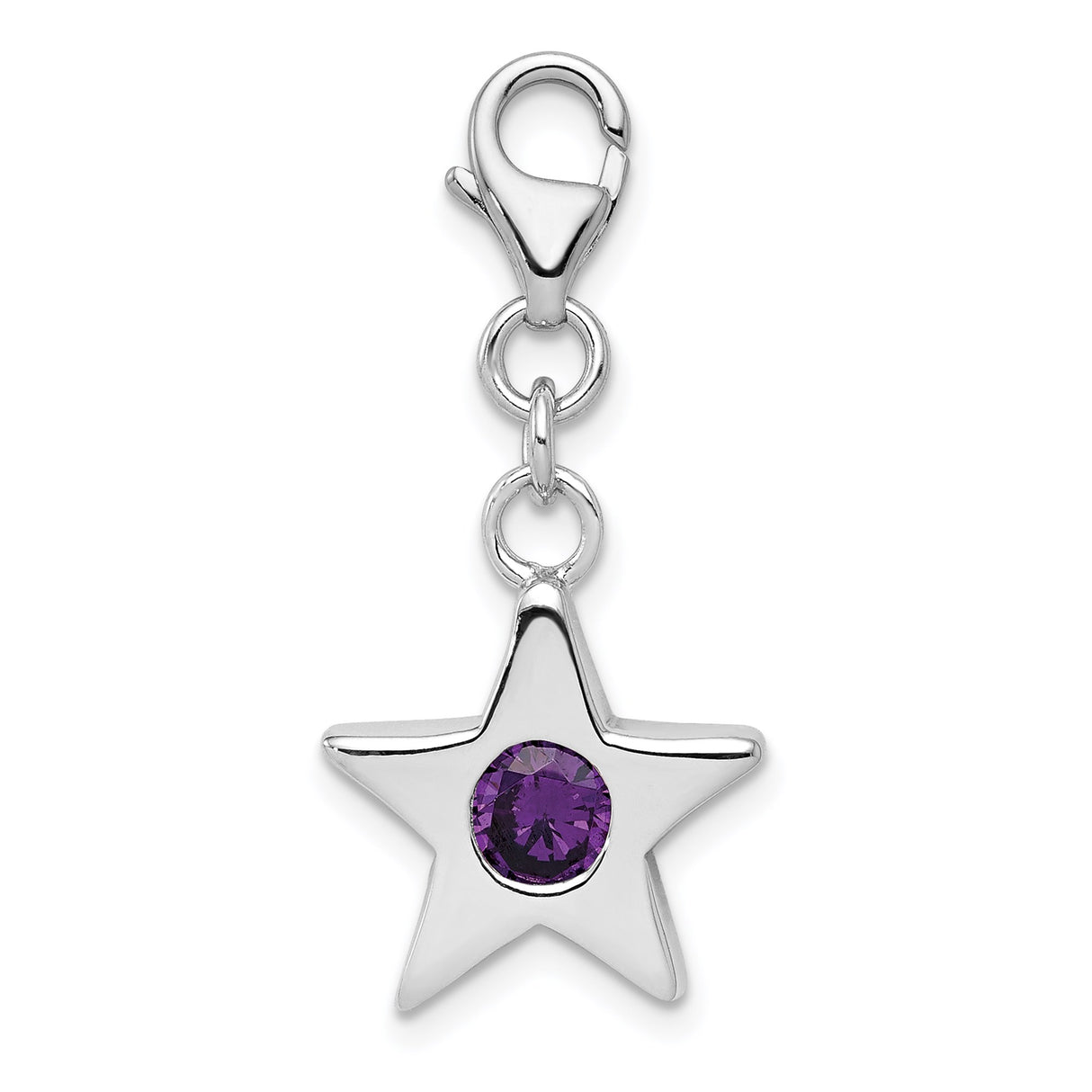 Sterling Silver Star Charm with Cubic Zirconia, Lobster Clasp, Celestial Jewelry for Women