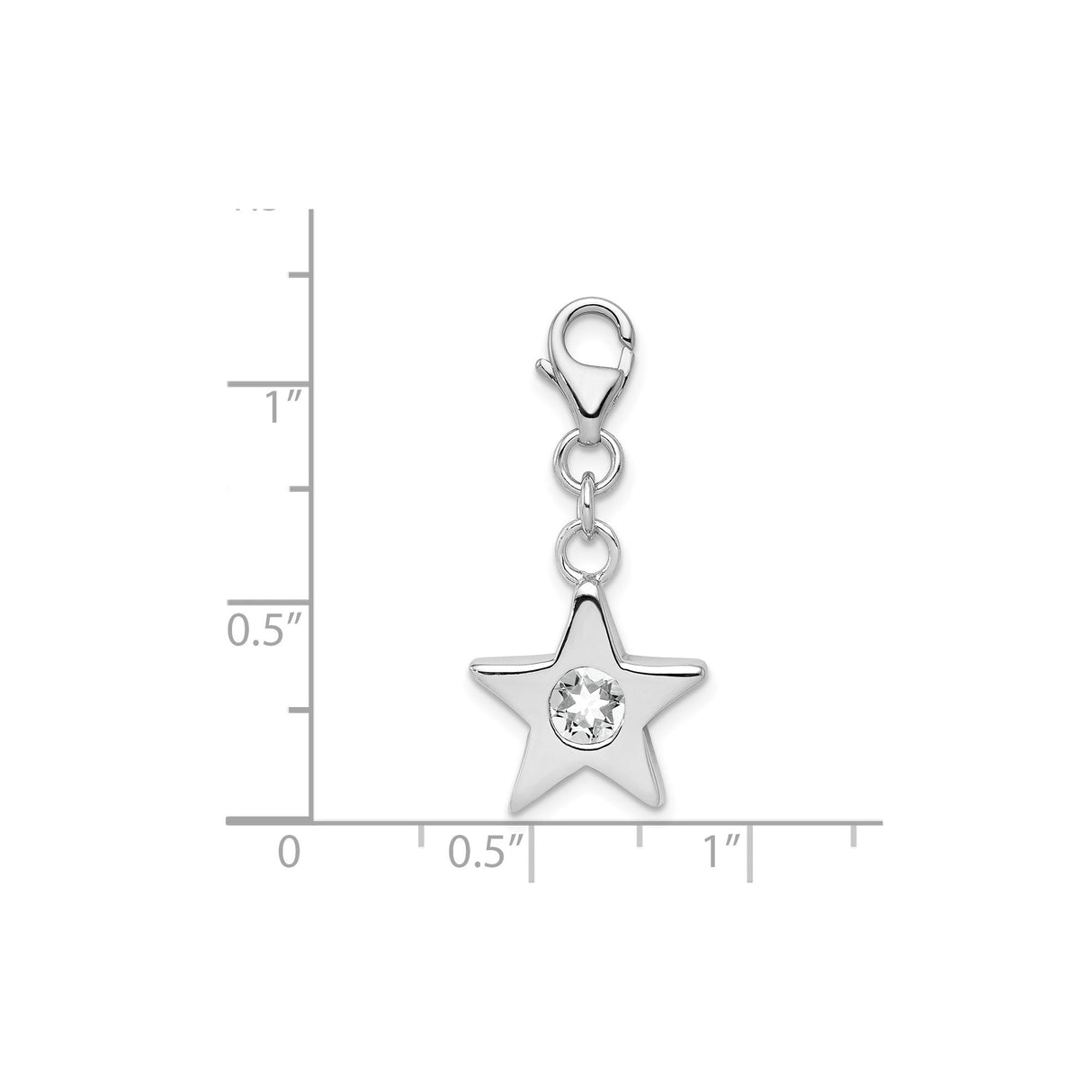 Sterling Silver Star Charm with Cubic Zirconia, Lobster Clasp Celestial Pendant