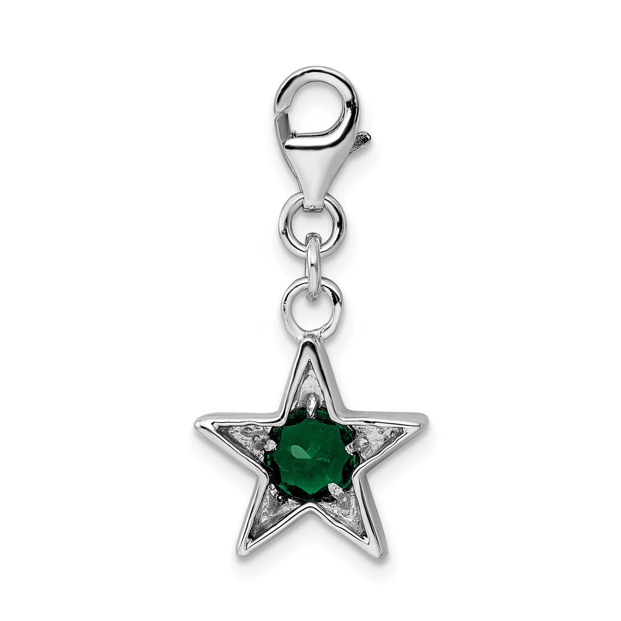 Sterling Silver Star Charm with Cubic Zirconia, Celestial Dangle Jewelry, May Birthstone